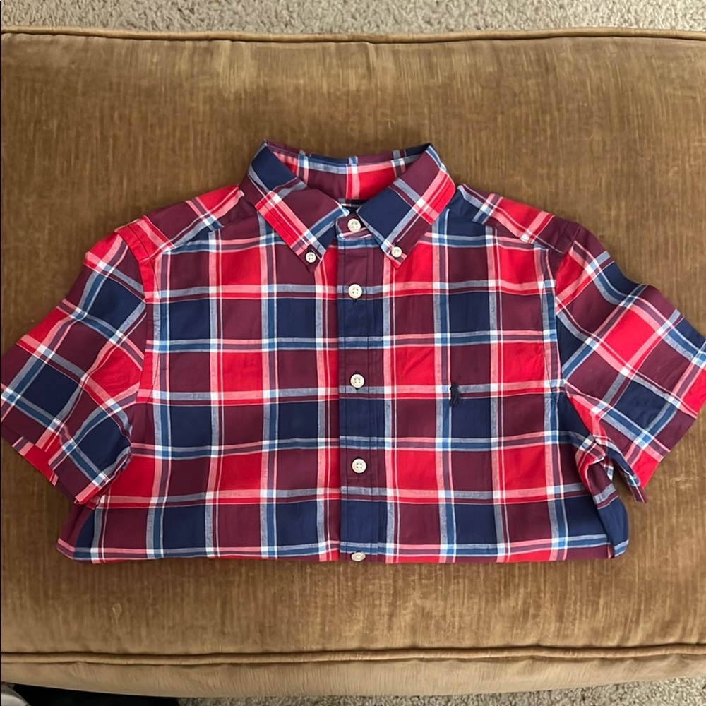 Plaid Kids Shirt - Red and Blue